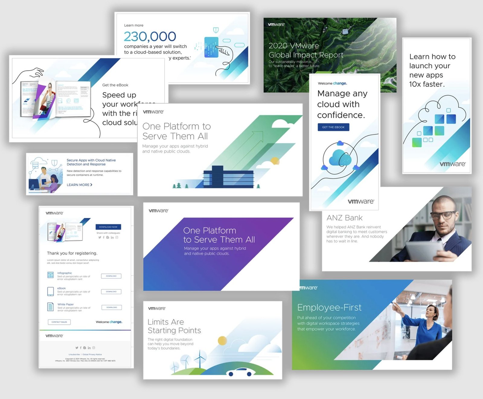 VMware campaign banners, ebook promotions, and email designs
